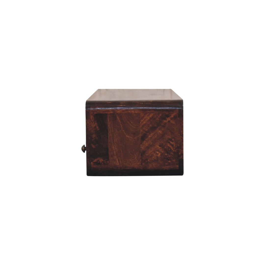 Solid Wood Floating California Walnut Open Console, 2-Drawers, Brown