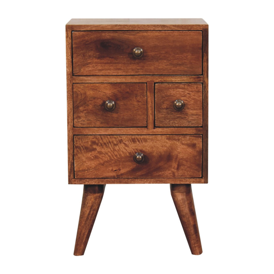 Solid Wood Honey Caramel Nordic Style 4-Drawer Multi Bedside