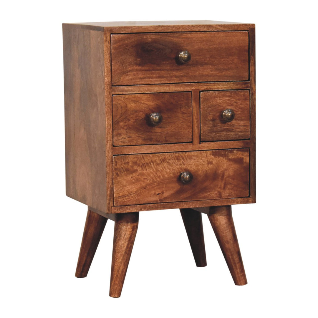 Solid Wood Honey Caramel Nordic Style 4-Drawer Multi Bedside