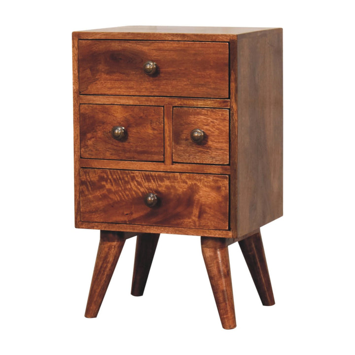 Solid Wood Honey Caramel Nordic Style 4-Drawer Multi Bedside