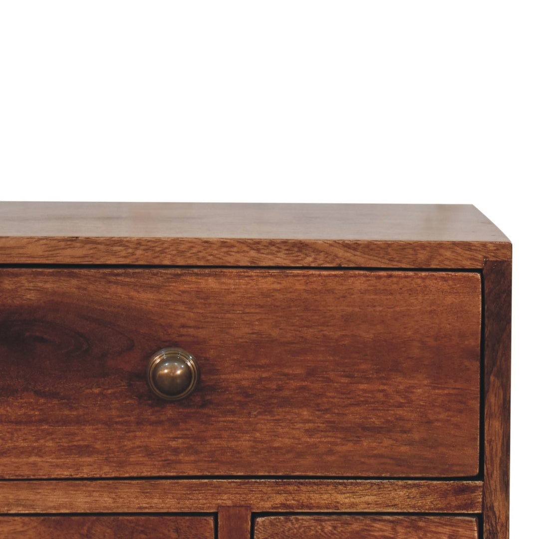 Solid Wood Honey Caramel Nordic Style 4-Drawer Multi Bedside