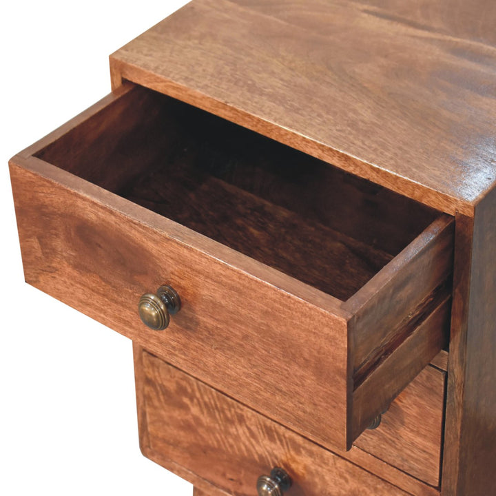Solid Wood Honey Caramel Nordic Style 4-Drawer Multi Bedside