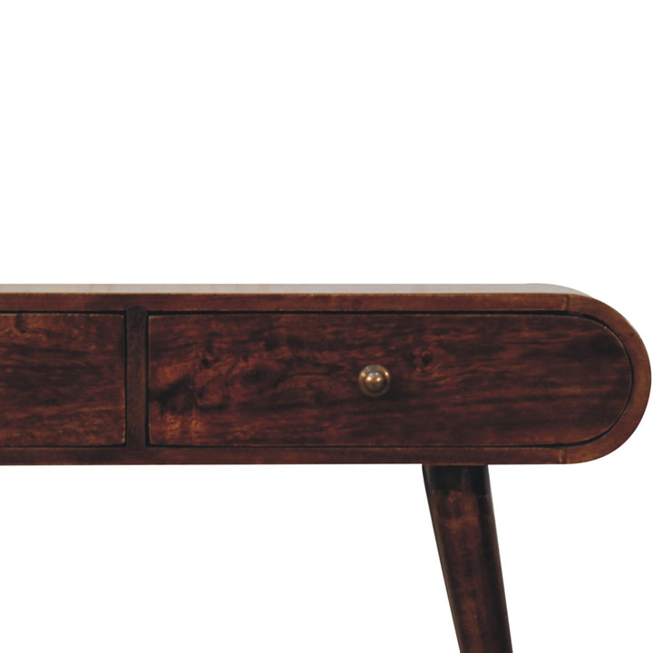 Solid Wood California Walnut Curved Edge Console Table