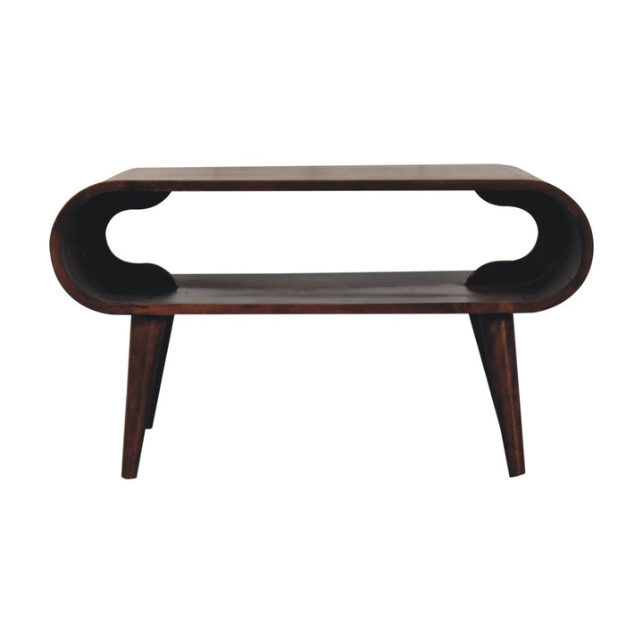 Solid Wood California Walnut Coffee Table, Open Storage, Nordic Legs, Dark Brown