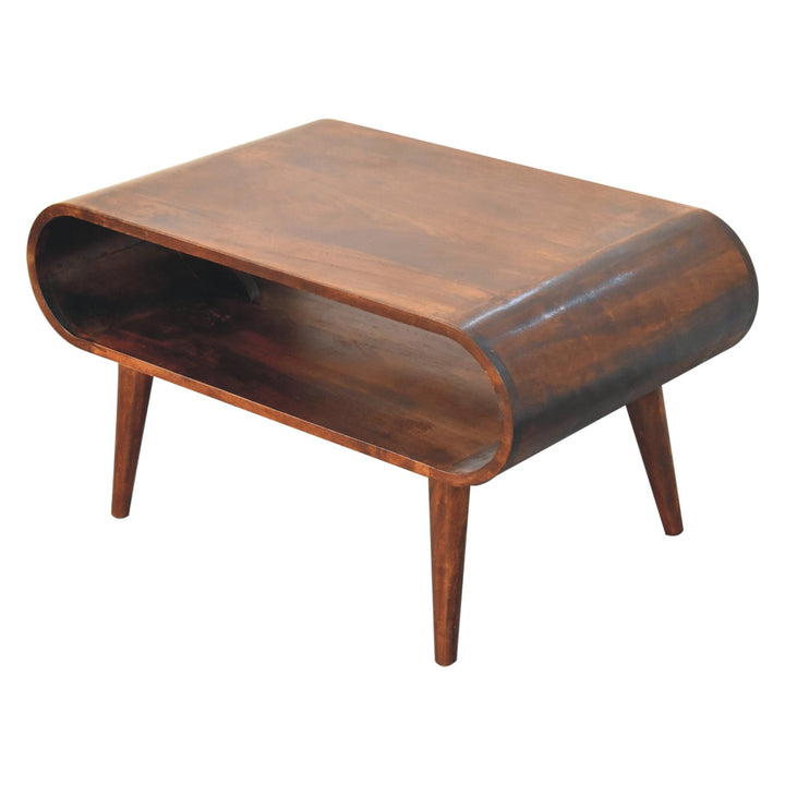 Solid Wood California Walnut Coffee Table, Open Storage, Nordic Legs, Dark Brown