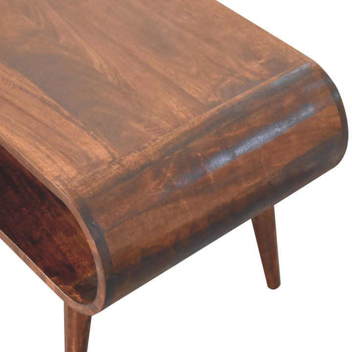 Solid Wood California Walnut Coffee Table, Open Storage, Nordic Legs, Dark Brown