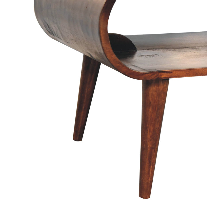 Solid Wood California Walnut Coffee Table, Open Storage, Nordic Legs, Dark Brown