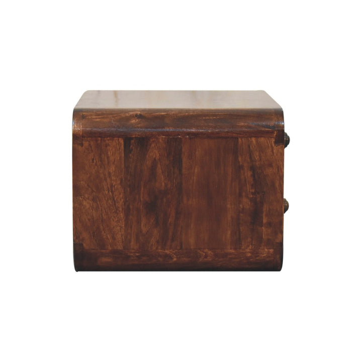 Solid Wood Curved California Walnut Wall-Mounted Bedside, 2-Drawers
