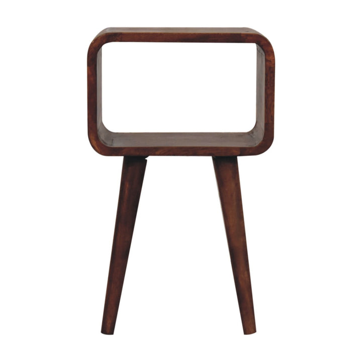 Solid Wood Mini Honey Caramel Curved Open Nightstand, Brown