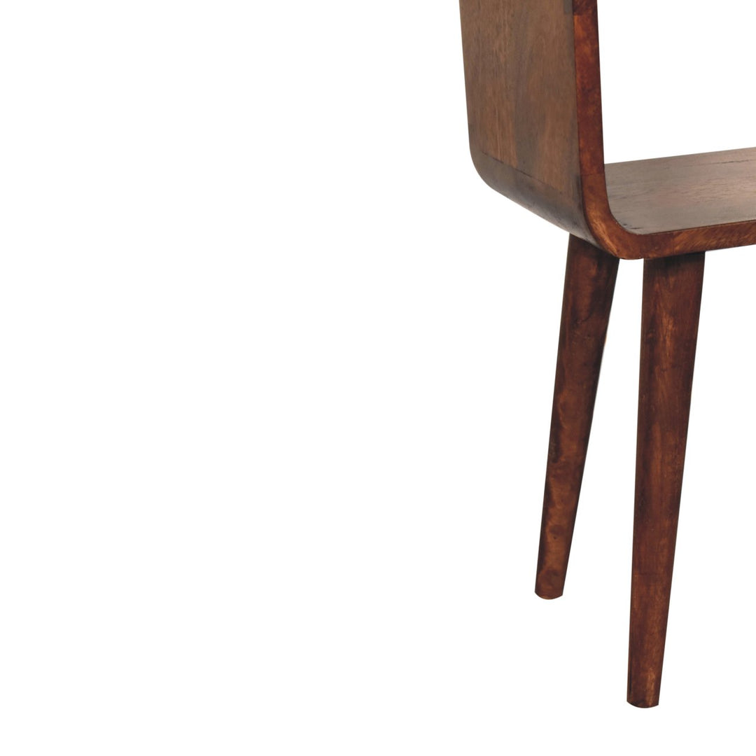 Solid Wood Mini Honey Caramel Curved Open Nightstand, Brown