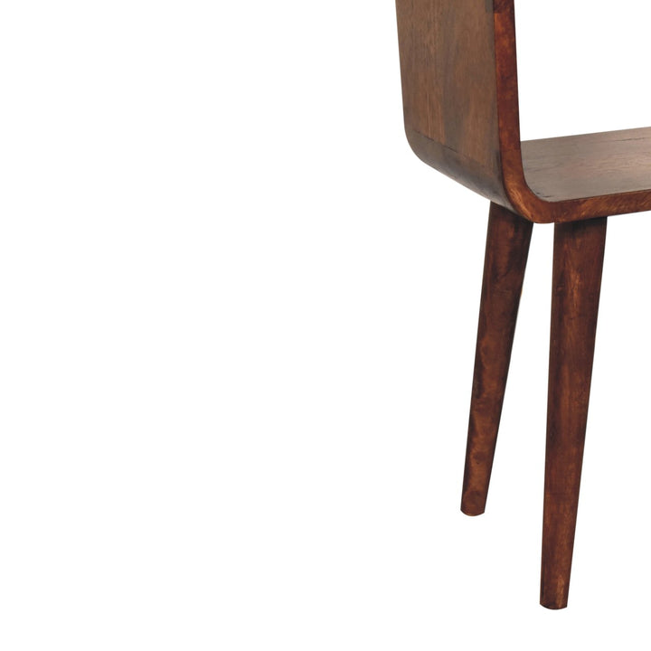 Solid Wood Mini Honey Caramel Curved Open Nightstand, Brown