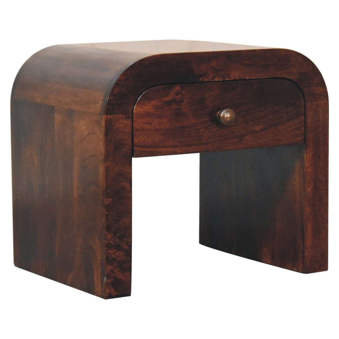 Solid Wood California Walnut Disc Nightstand, 1-Drawer