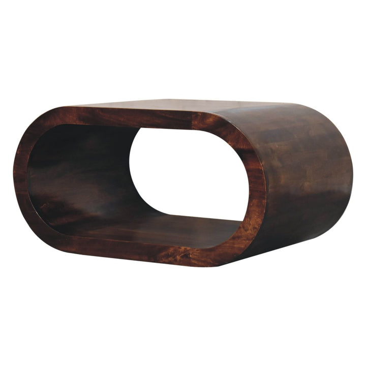 Solid Wood Amaya California Walnut Coffee Table, Oval, Brown