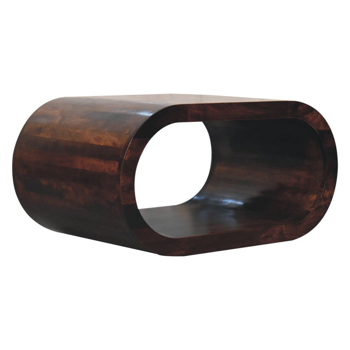 Solid Wood Amaya California Walnut Coffee Table, Oval, Brown