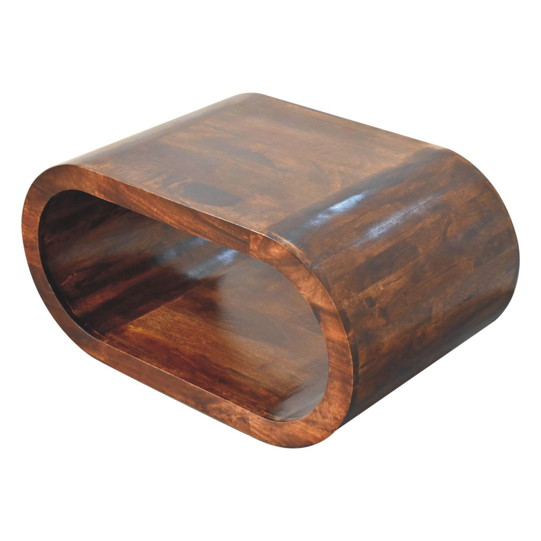 Solid Wood Amaya California Walnut Coffee Table, Oval, Brown