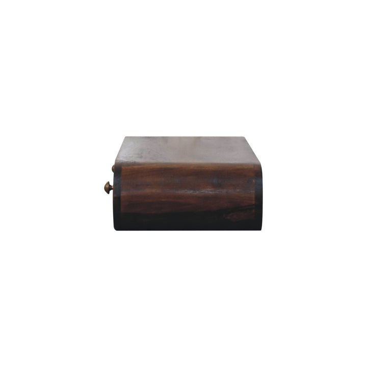 Solid Wood Wall-Mounted California Walnut Console Table, 2 Drawers, Brown