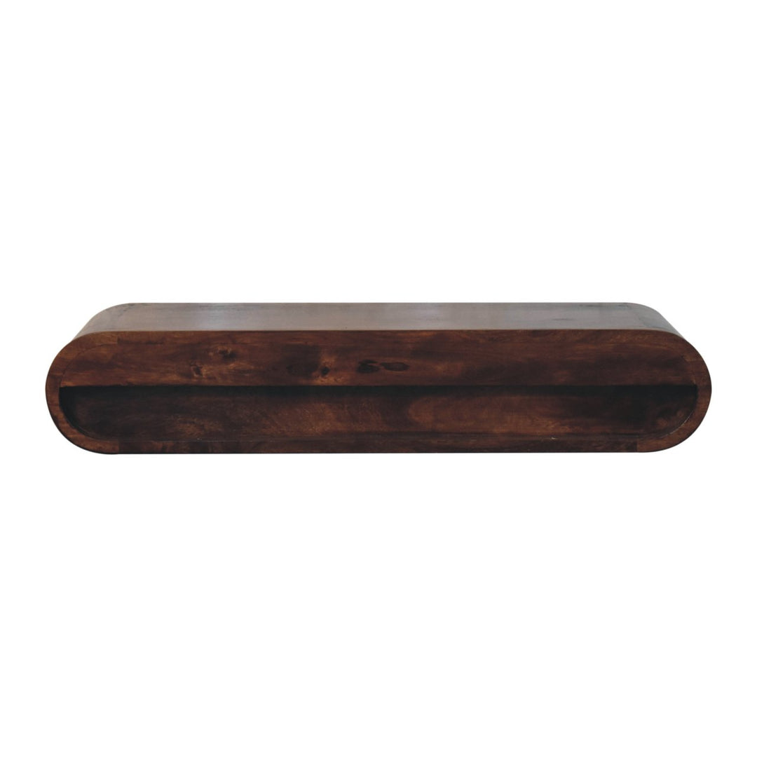 Solid Wood Wall-Mounted California Walnut Console Table, 2 Drawers, Brown