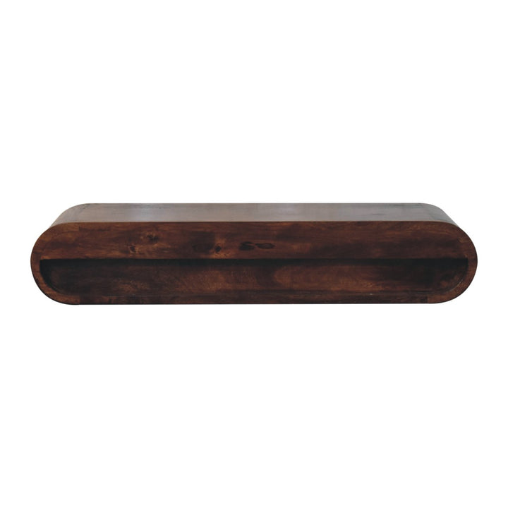 Solid Wood Wall-Mounted California Walnut Console Table, 2 Drawers, Brown