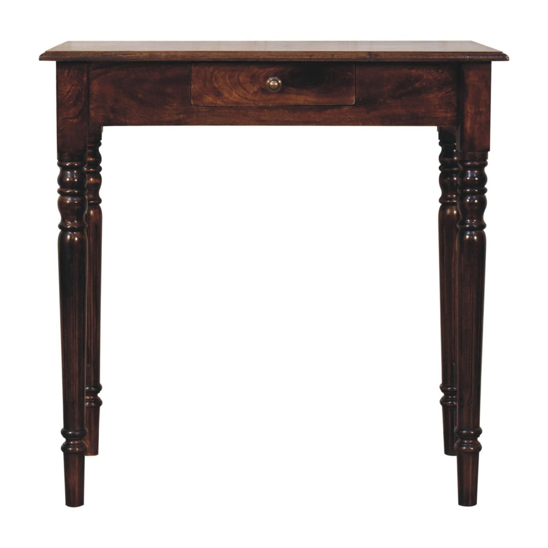 Solid Wood California Walnut Writing Desk, 1-Drawer, Brown
