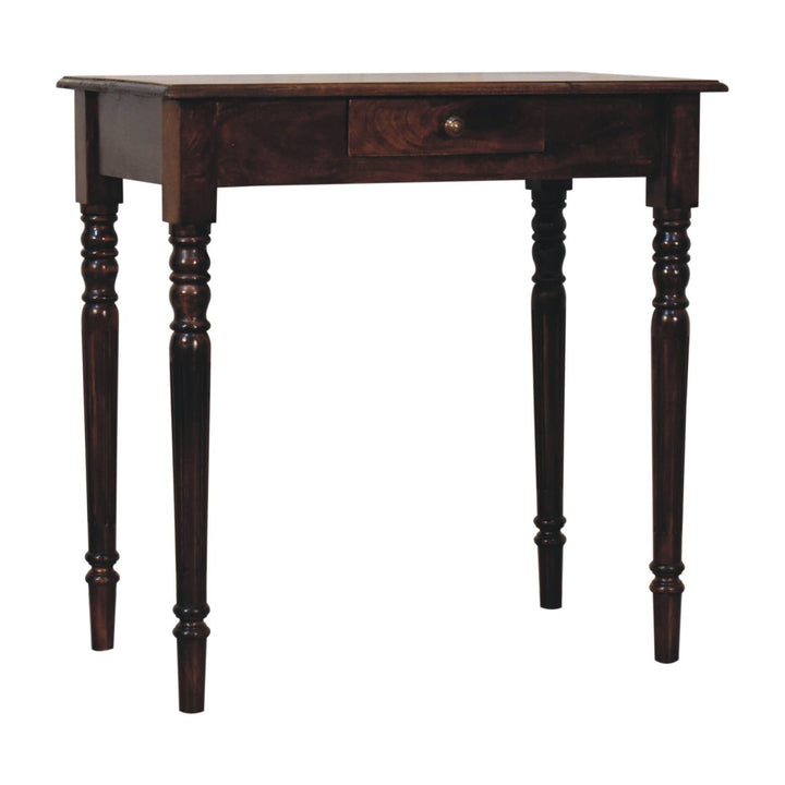 Solid Wood California Walnut Writing Desk, 1-Drawer, Brown