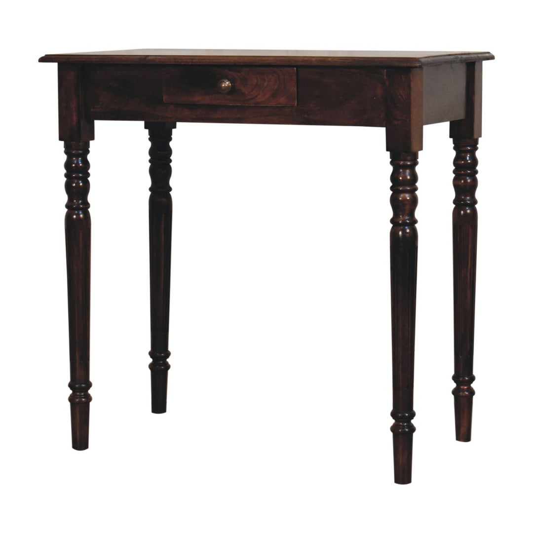 Solid Wood California Walnut Writing Desk, 1-Drawer, Brown