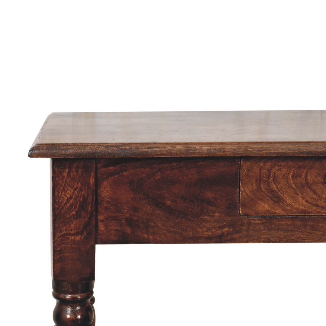 Solid Wood California Walnut Writing Desk, 1-Drawer, Brown