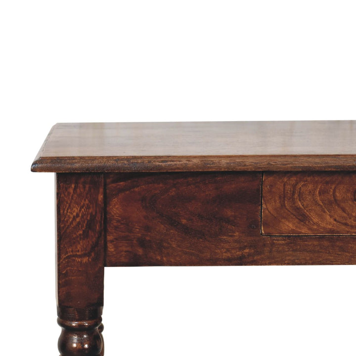 Solid Wood California Walnut Writing Desk, 1-Drawer, Brown
