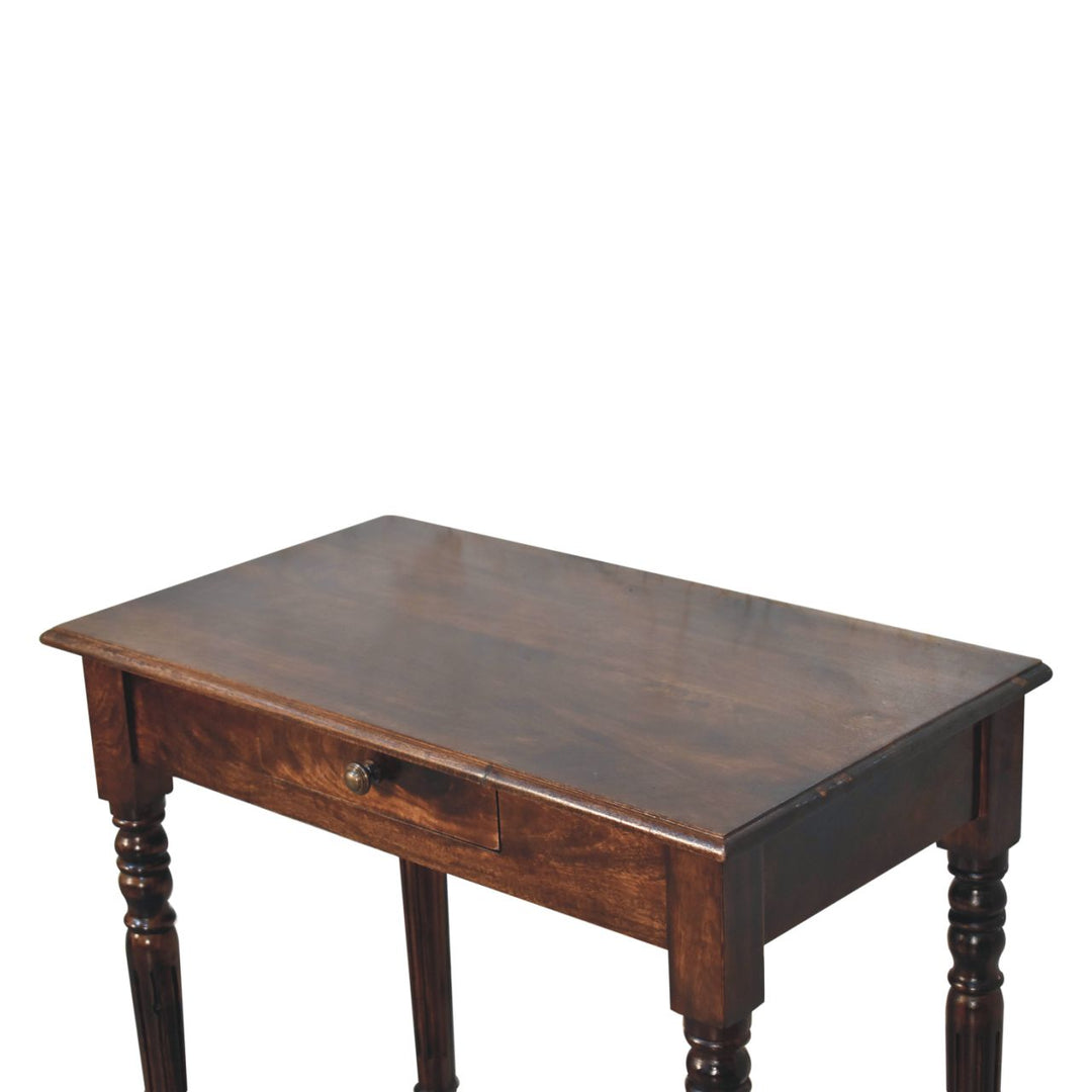 Solid Wood California Walnut Writing Desk, 1-Drawer, Brown