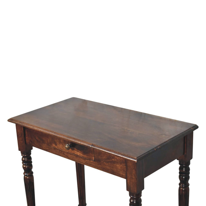 Solid Wood California Walnut Writing Desk, 1-Drawer, Brown