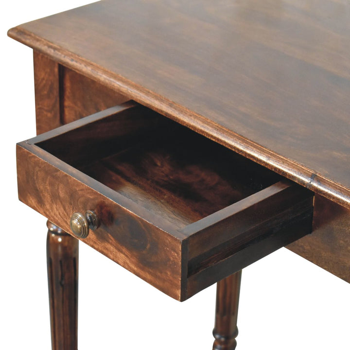 Solid Wood California Walnut Writing Desk, 1-Drawer, Brown