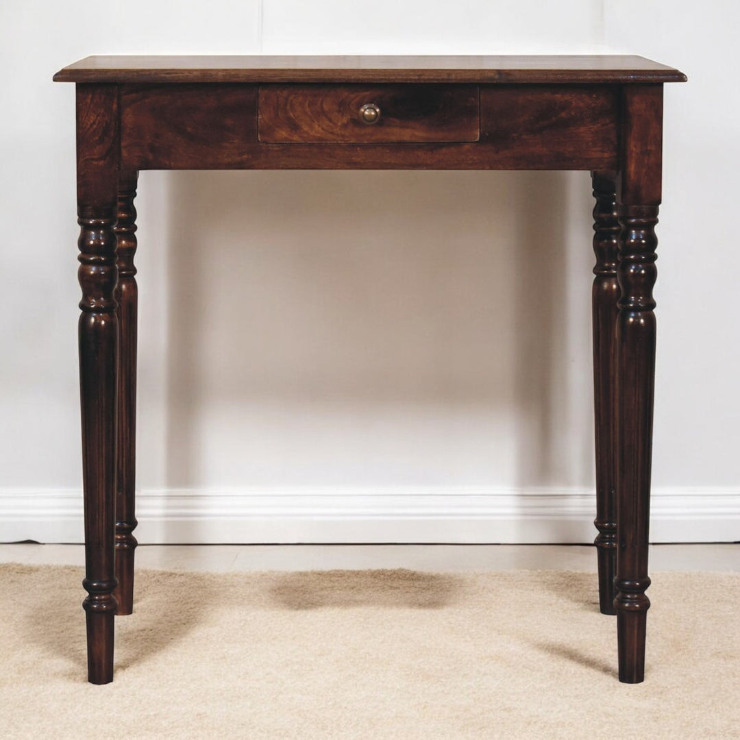Solid Wood California Walnut Writing Desk, 1-Drawer, Brown