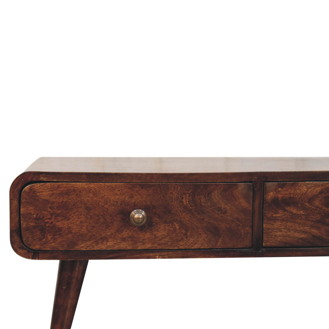 Solid Wood California Walnut Sonata Coffee Table, 4-Drawers, Nordic Legs, Dark Brown