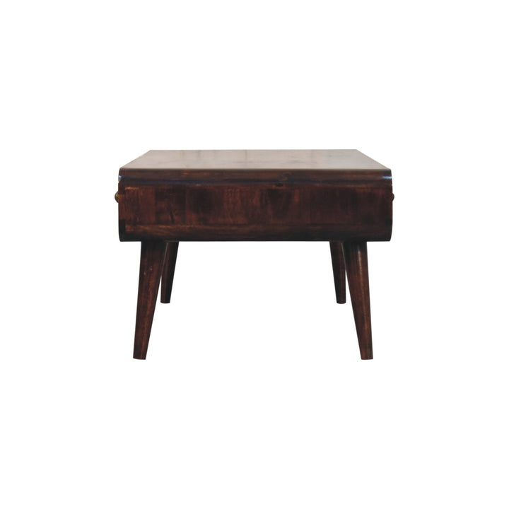 Solid Wood California Walnut Sonata Coffee Table, 4-Drawers, Nordic Legs, Dark Brown