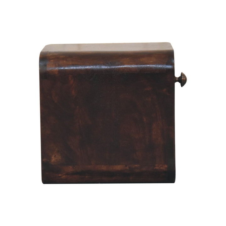 Solid Wood Mini Curved California Walnut Wall-Mounted Bedside, Open Slot, 1-Drawer