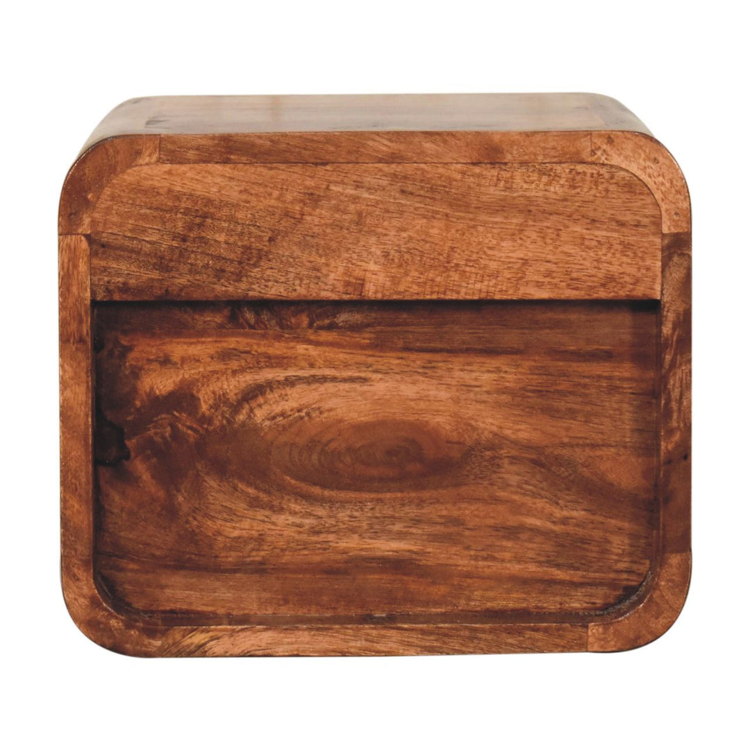 Solid Wood Mini Honey Caramel Wall-Mounted Bedside, Open Slot, 1-Drawer