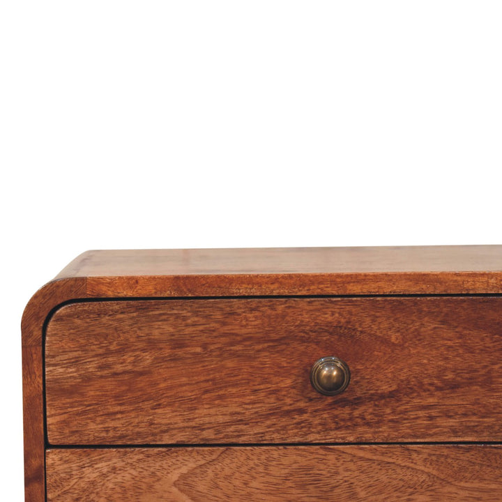 Solid Wood Honey Caramel Floating Bedside, 2-Drawers, Brown