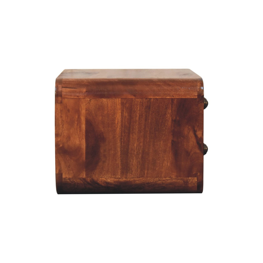 Solid Wood Honey Caramel Floating Bedside, 2-Drawers, Brown