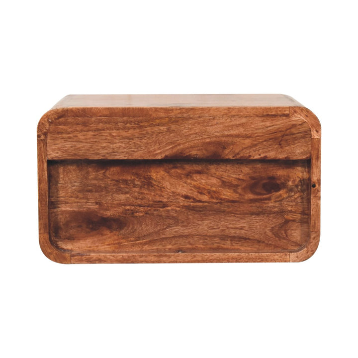 Solid Wood Honey Caramel Floating Bedside, 2-Drawers, Brown