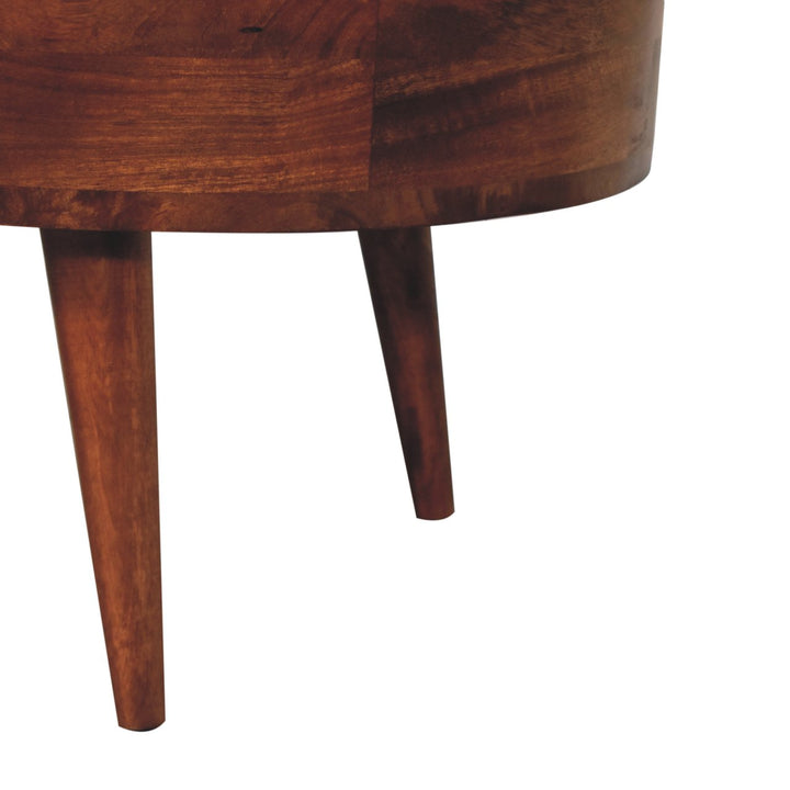 Solid Wood Honey Caramel Coffee Table, 2-Drawer, Nordic Legs, Brown