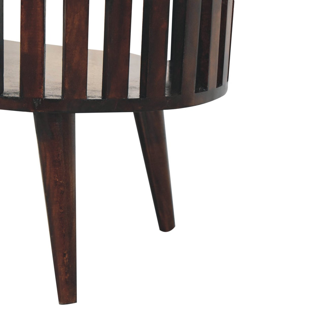 Solid Wood Ariella California Walnut Coffee Table, Open Storage, Nordic Legs, Dark Brown