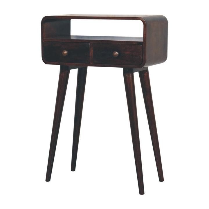 Solid Wood Mini California Walnut Curved Console Table