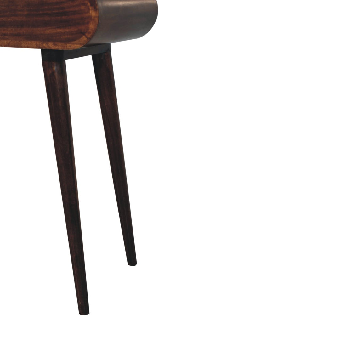 Solid Wood Mini California Walnut Dressing Table with Foldable Mirror, Nordic Legs, Brown