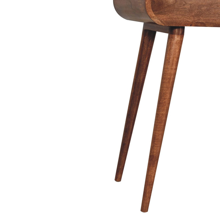 Solid Wood Mini Honey Caramel Dressing Table with Foldable Mirror, Nordic Legs, Light Brown