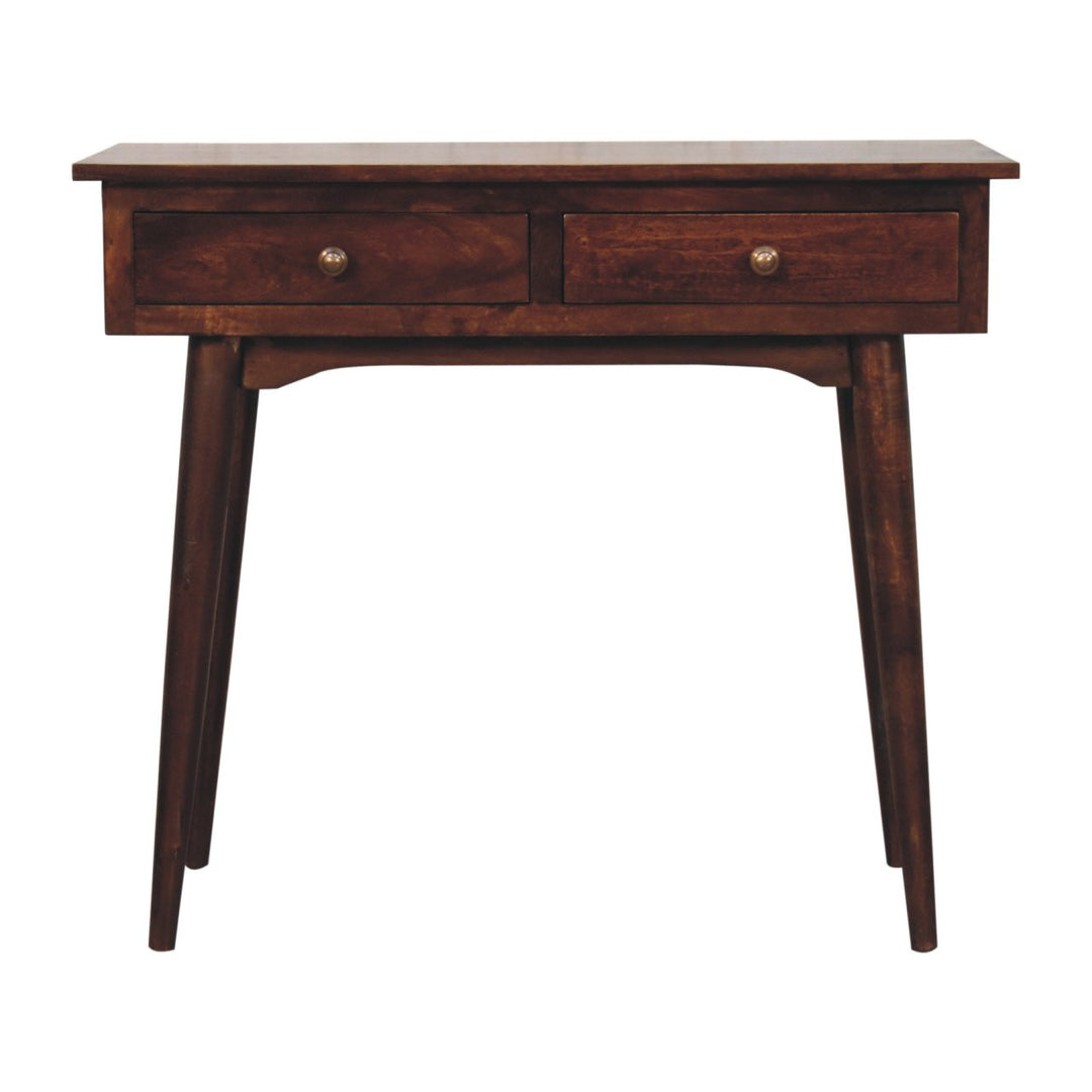 Solid Wood California Walnut Hallway 2-Drawer Console Table, Nordic Legs, Brown
