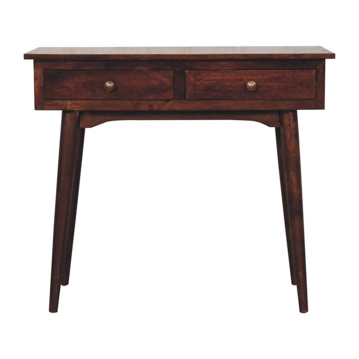 Solid Wood California Walnut Hallway 2-Drawer Console Table, Nordic Legs, Brown