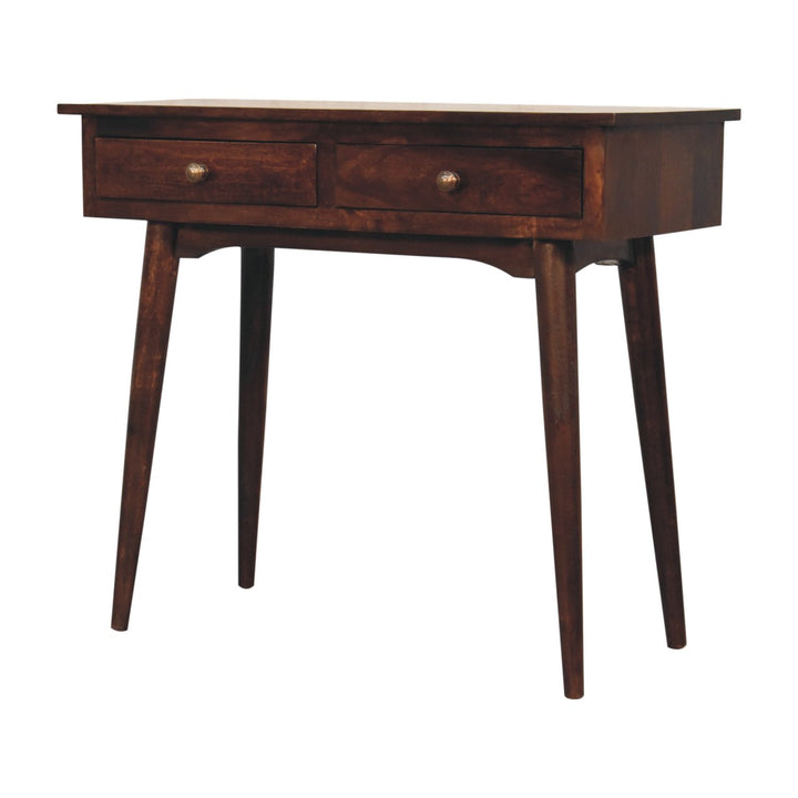 Solid Wood California Walnut Hallway 2-Drawer Console Table, Nordic Legs, Brown
