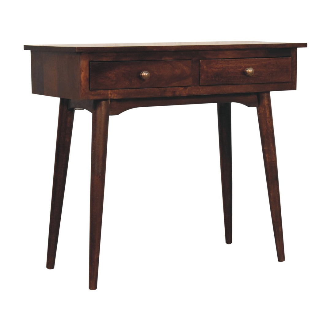 Solid Wood California Walnut Hallway 2-Drawer Console Table, Nordic Legs, Brown