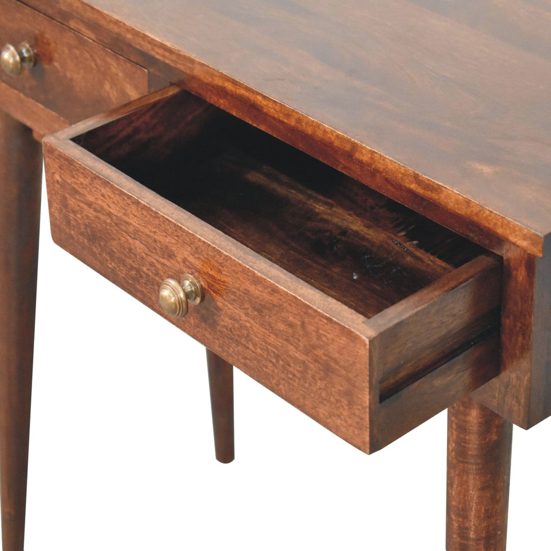 Solid Wood California Walnut Hallway 2-Drawer Console Table, Nordic Legs, Brown