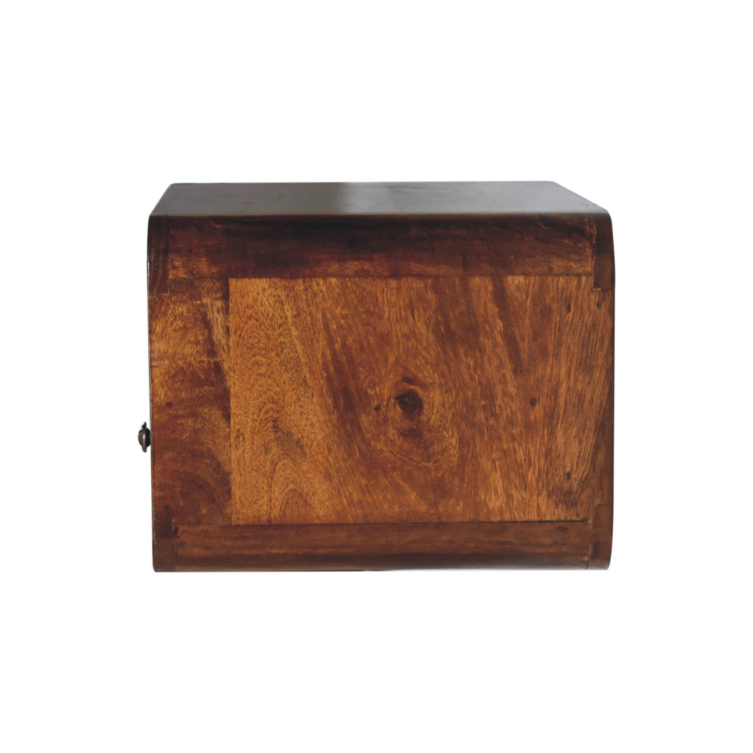 Large Floating Bedside, Curve Open Upper Slot, 1 Drawer, Chestnut, Brown