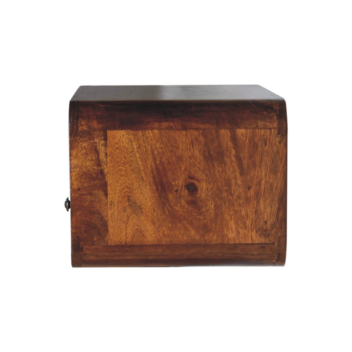 Large Floating Bedside, Curve Open Upper Slot, 1 Drawer, Chestnut, Brown